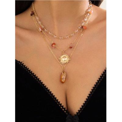  Asymmetrical Multicolor Stone Pendant Necklaces For Women