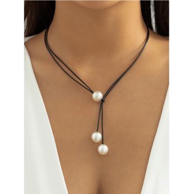 Faux Pearl Decor Y Lariat Necklace