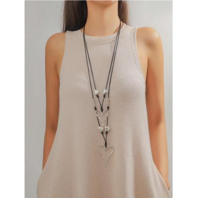 Double Layer Alloy Heart Shaped Long Necklace